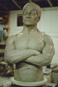 clay stage work in progress sculpture by Dan Skinner
